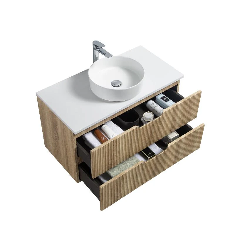Kelsa 900 Fluted White Oak Wall Hung Vanity - Image 3