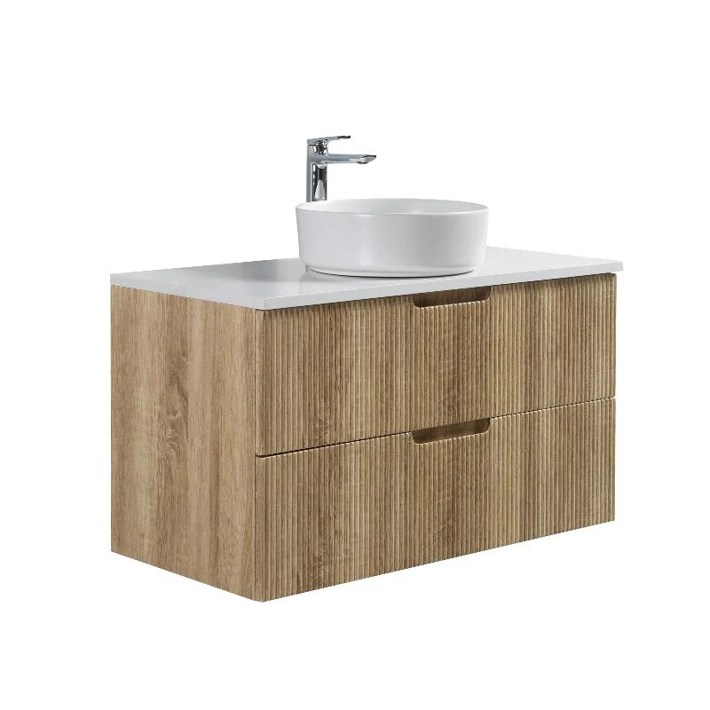 Kelsa 900 Fluted White Oak Wall Hung Vanity - Image 4