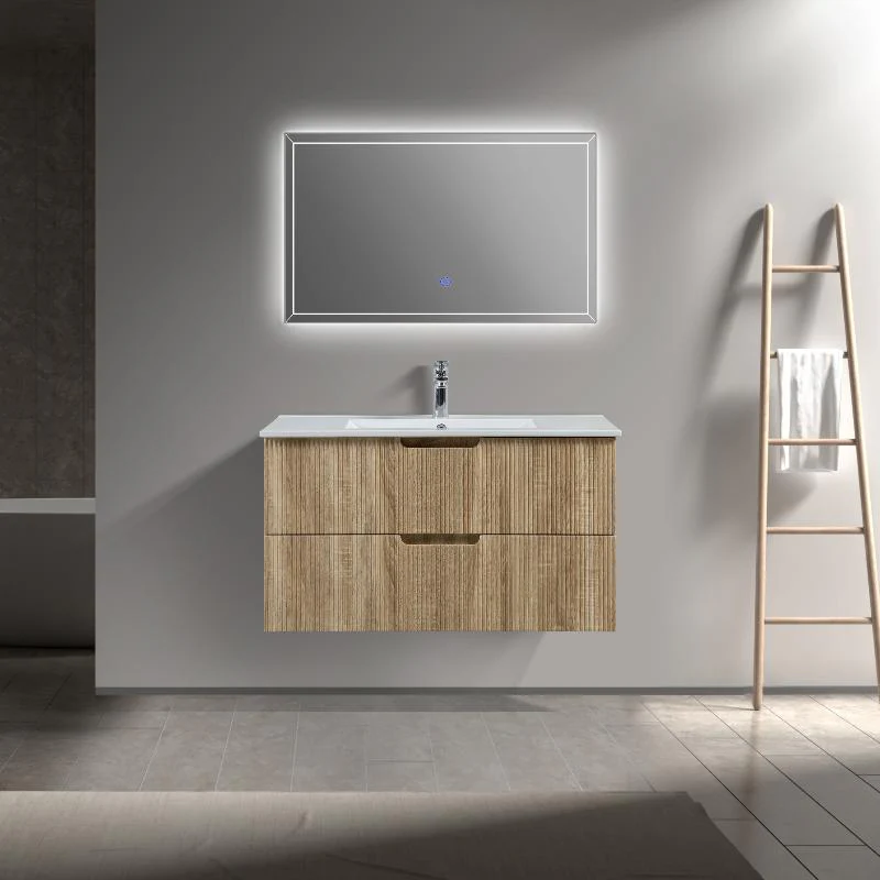Kelsa 900 Fluted White Oak Wall Hung Vanity - Image 5