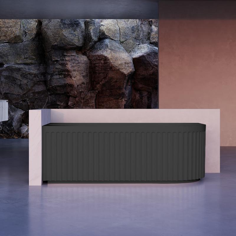 Kelsa Fluted 1500mm Matte Black Left Corner Fit Designer Round Freestanding Bath - Image 2