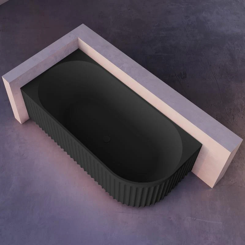 Kelsa Fluted 1500mm Matte Black Left Corner Fit Designer Round Freestanding Bath - Image 4