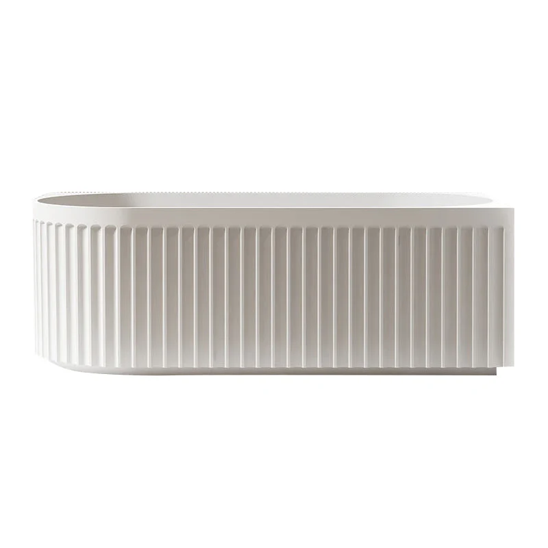Kelsa Fluted 1500mm Matte White Right Corner Fit Designer Round Freestanding Bath - Image 4