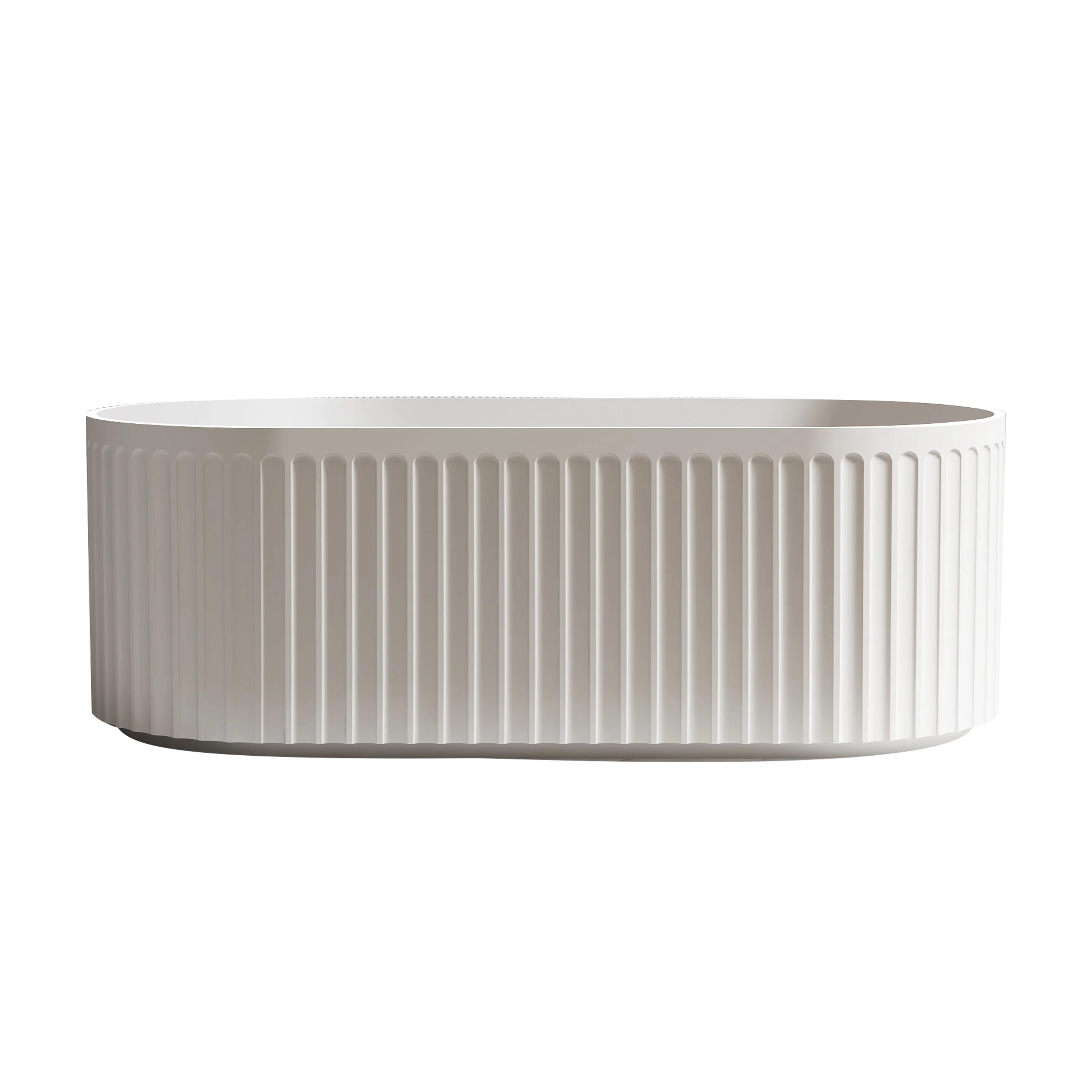 Kelsa Fluted 1700mm Matte White Designer Round Freestanding Bath - Image 5
