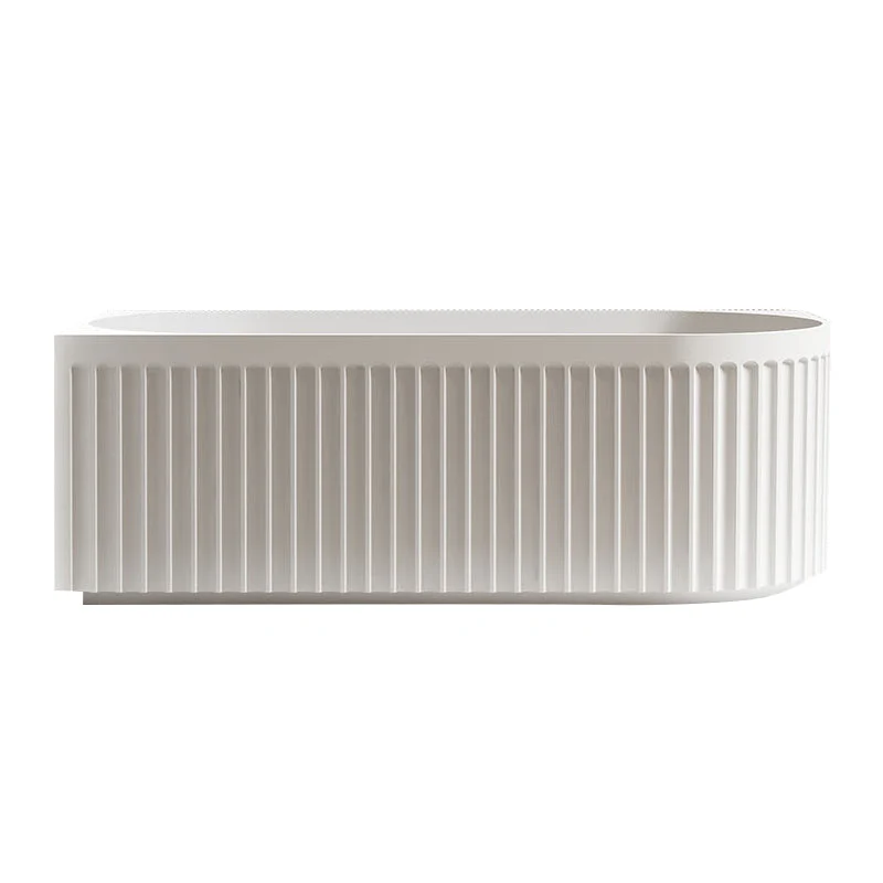 Kelsa Fluted 1700mm Matte White Left Corner Fit Designer Round Freestanding Bath - Image 4