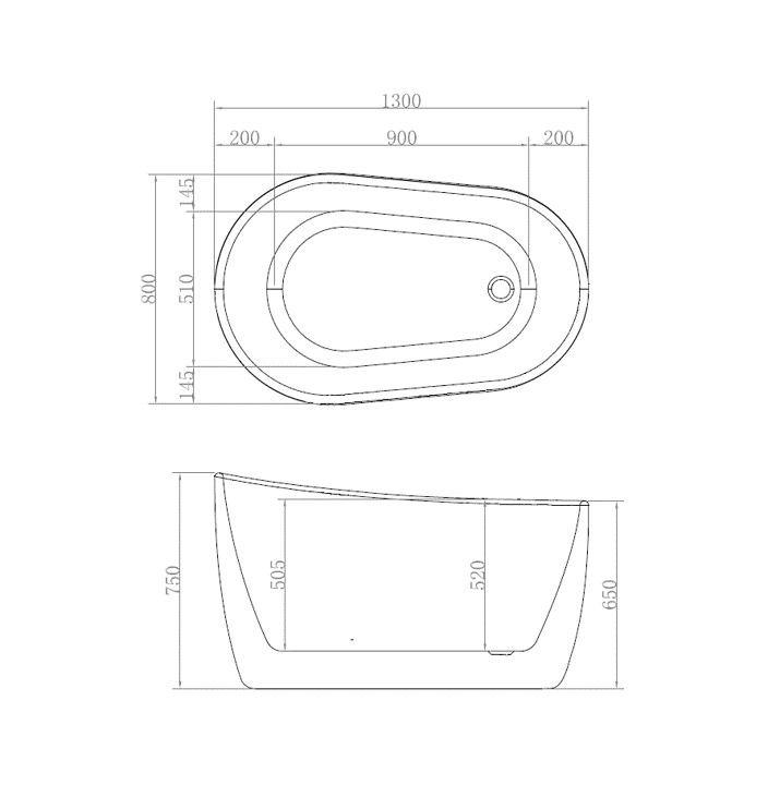 Kent 1300mm Japanese Soaking Freestanding Bath Tub - Image 6