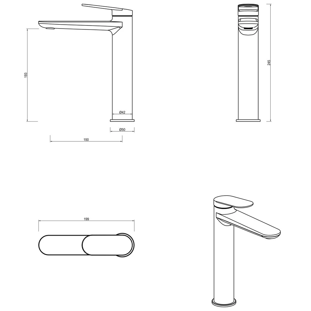 Lantra Brushed Nickel Tall Basin Mixer - Image 4