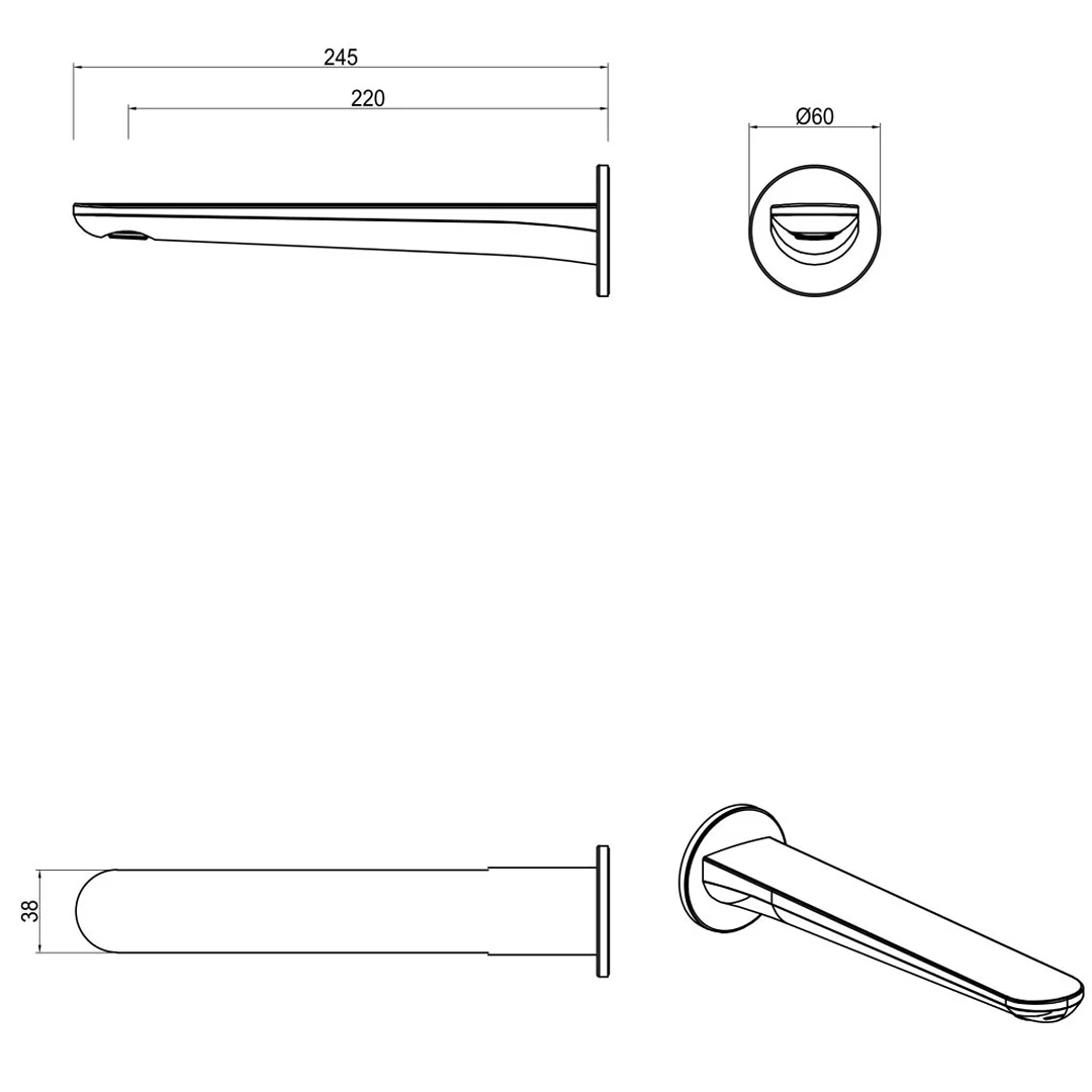 Lantra French Gold Bath Spout - Image 4