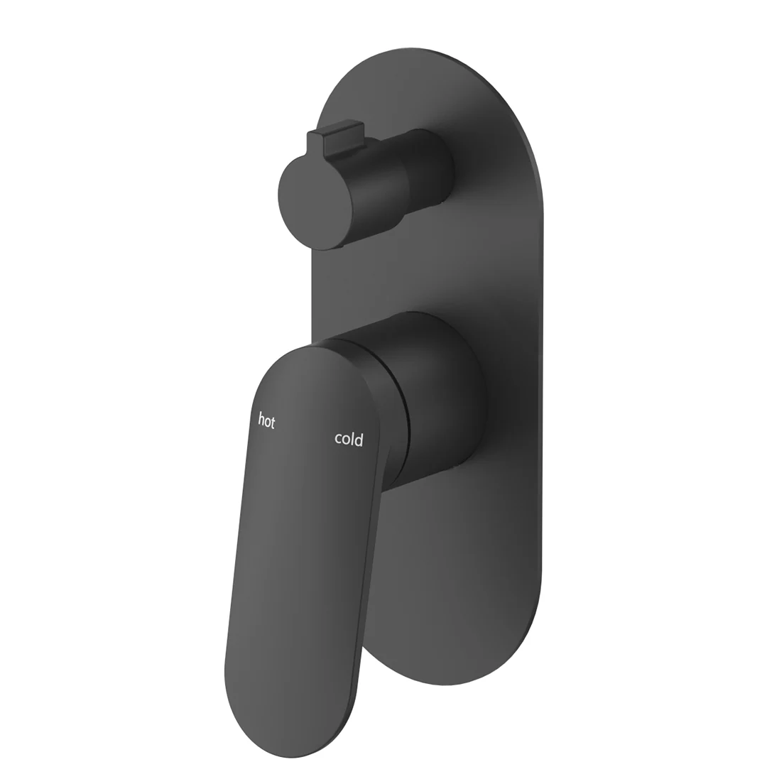 Lantra Matte Black Shower Mixer Diverter - 1P - Trim Kit Only