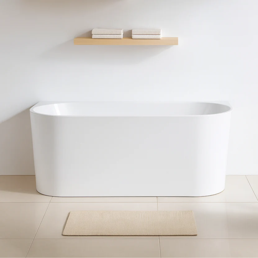 Lara 1400 Gloss White Back to Wall Freestanding Bath Tub