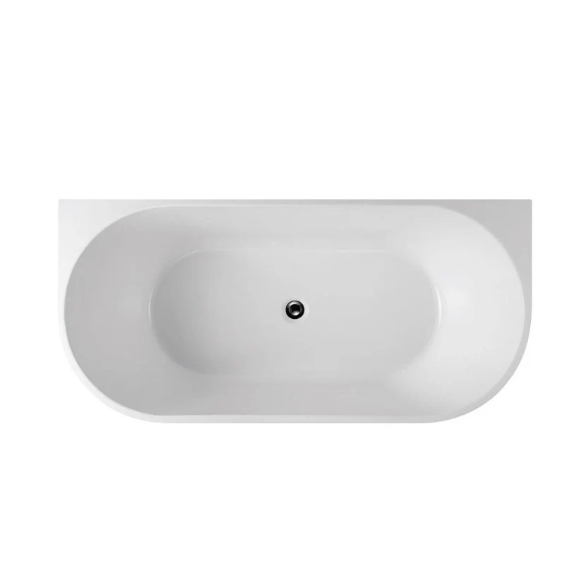 Lara 1400 Gloss White Back to Wall Freestanding Bath Tub - Image 3
