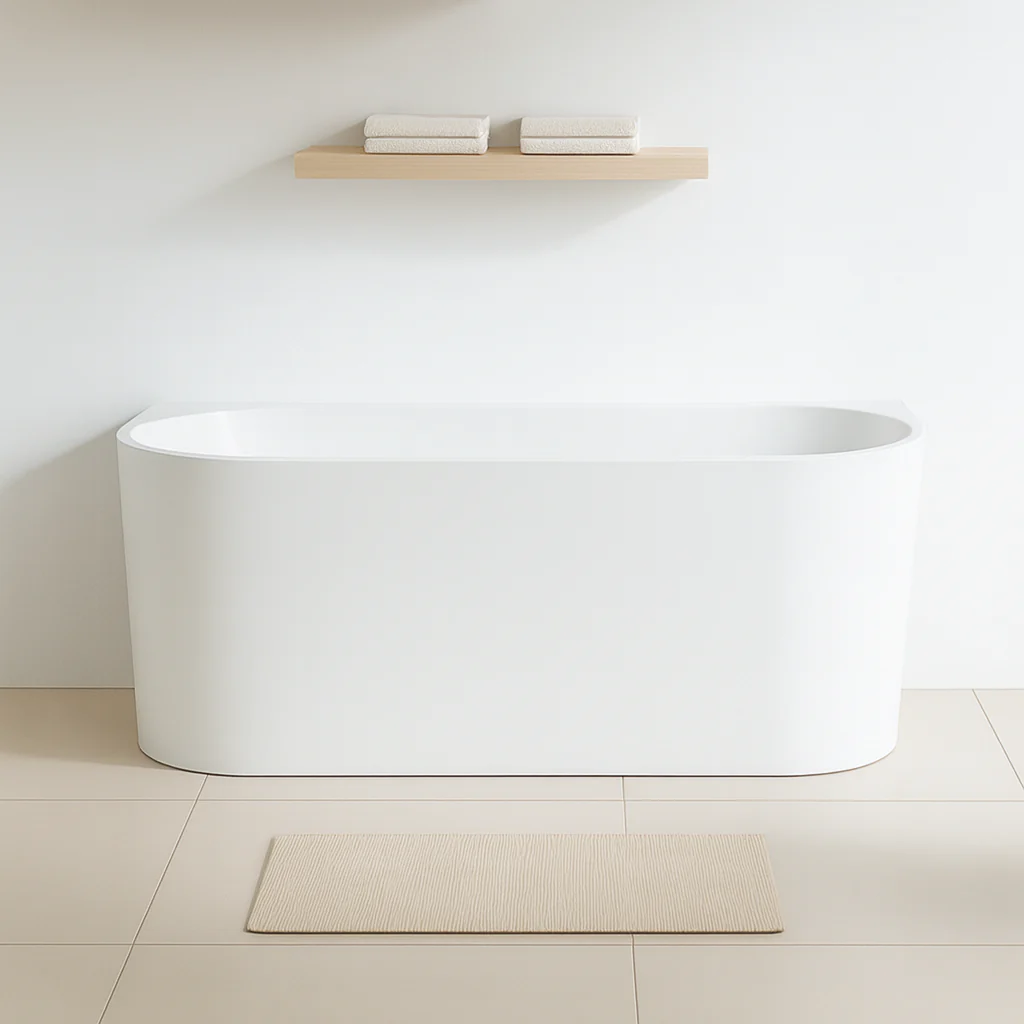 Lara 1500 Matte White Back to Wall Freestanding Bath Tub
