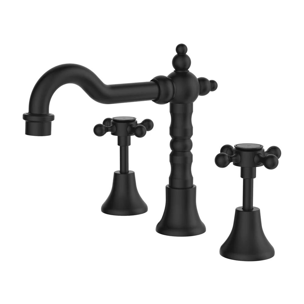 Lillian Matte Black Traditional Basin Set