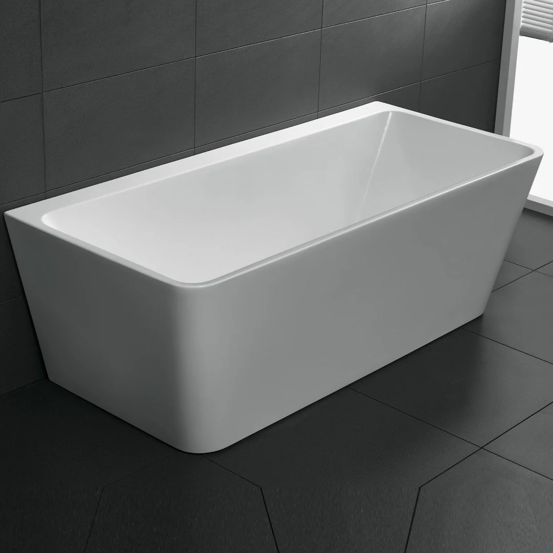 Lume Square 1700mm Gloss White Back to Wall Freestanding Bath