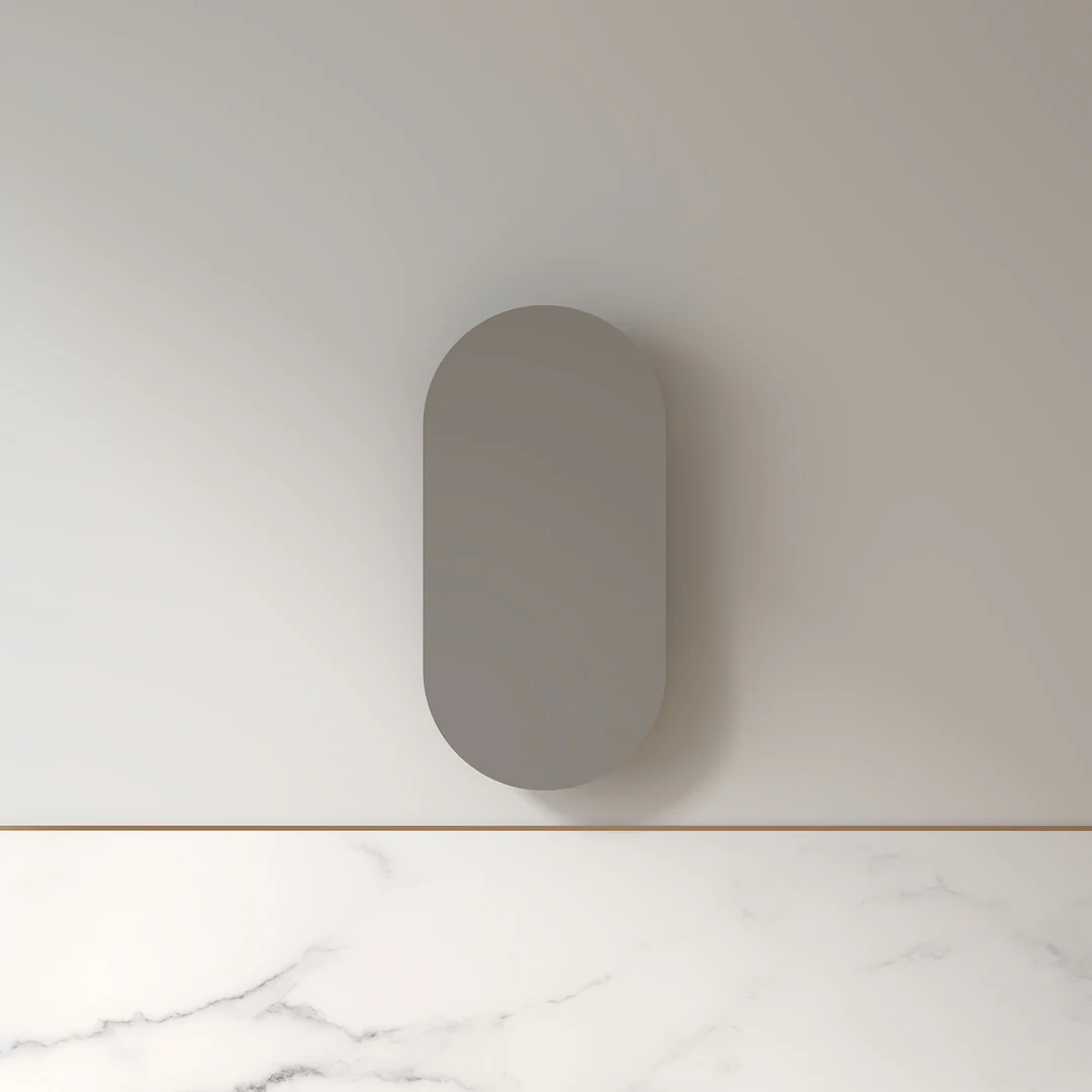 Luna 450 x 900 Alder Walnut Oval Pill Shaving Cabinet - Image 3