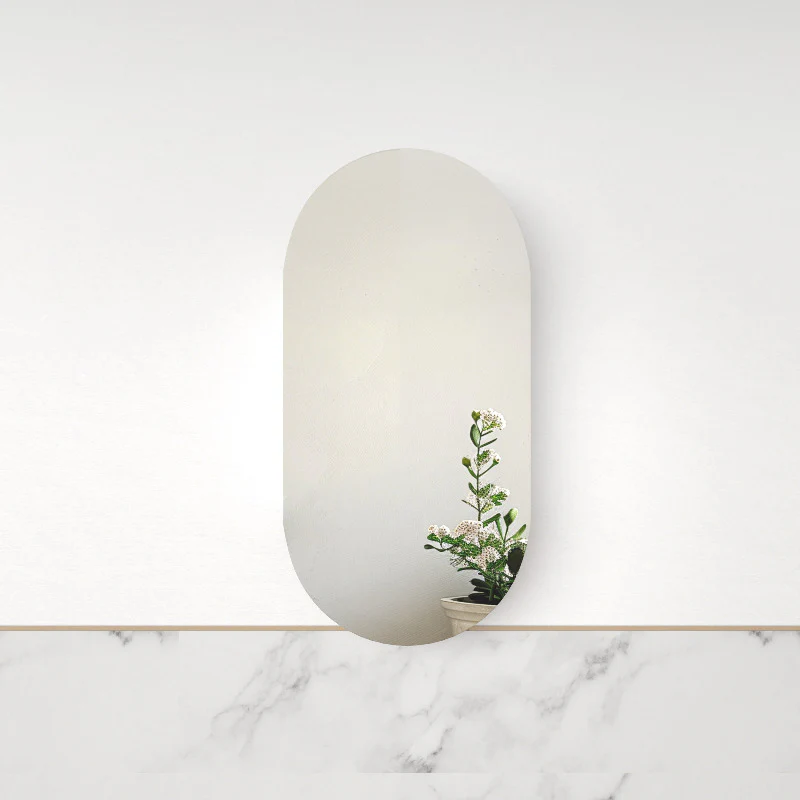 Luna 450 x 900 Matte White Oval Pill Shaving Cabinet - Image 3