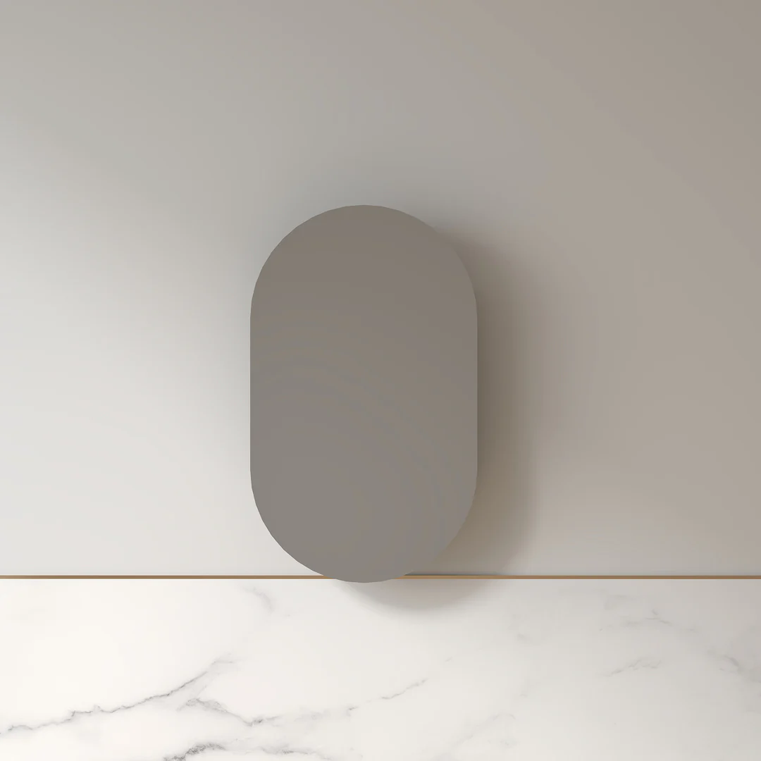 Luna 600 x 1000 Alder Walnut Oval Pill Shaving Cabinet - Image 3