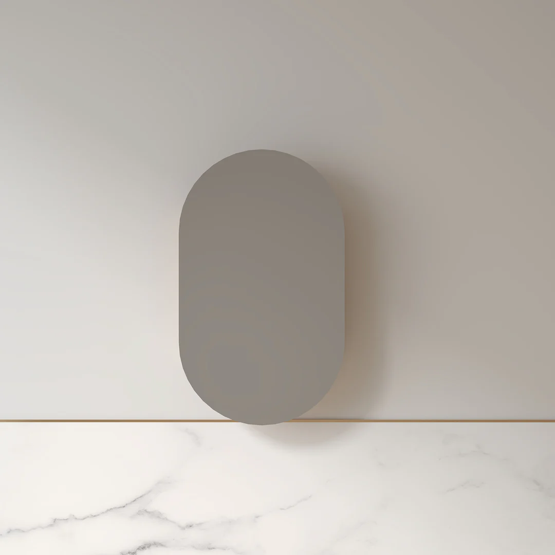 Luna 600 x 1000 Light Walnut Oval Pill Shaving Cabinet - Image 3