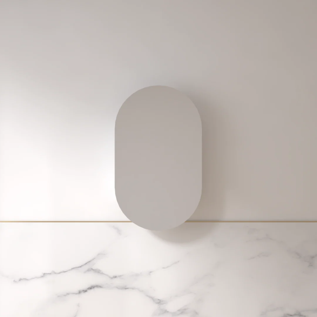 Luna 600 x 1000 Matte White Oval Pill Shaving Cabinet - Image 2
