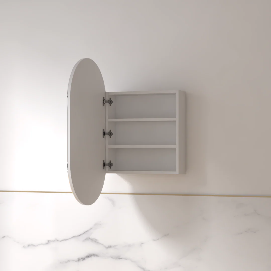 Luna 600 x 1000 Matte White Oval Pill Shaving Cabinet - Image 3