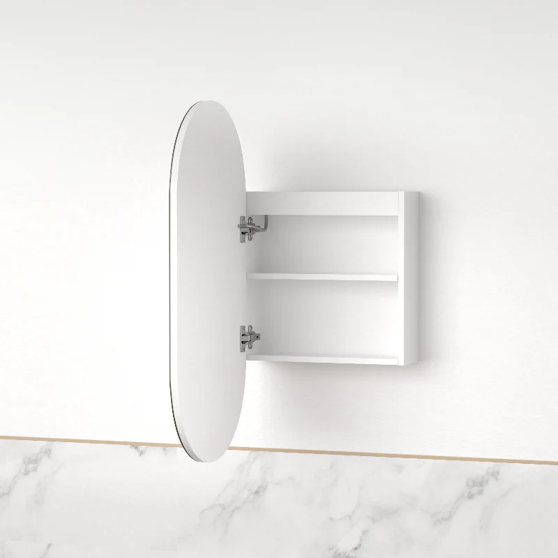 Luna LED 450 x 900 Matte White Oval Pill Shaving Cabinet - Image 2
