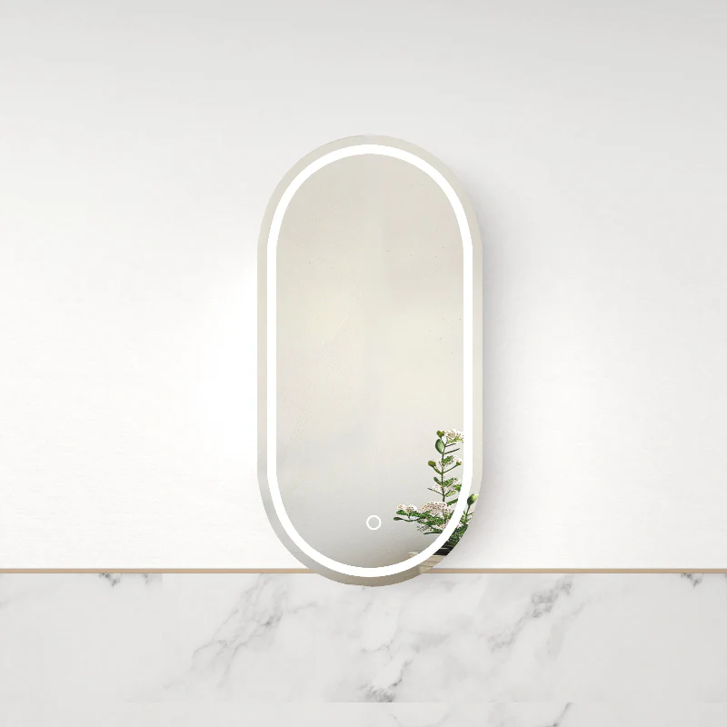 Luna LED 450 x 900 Matte White Oval Pill Shaving Cabinet - Image 3