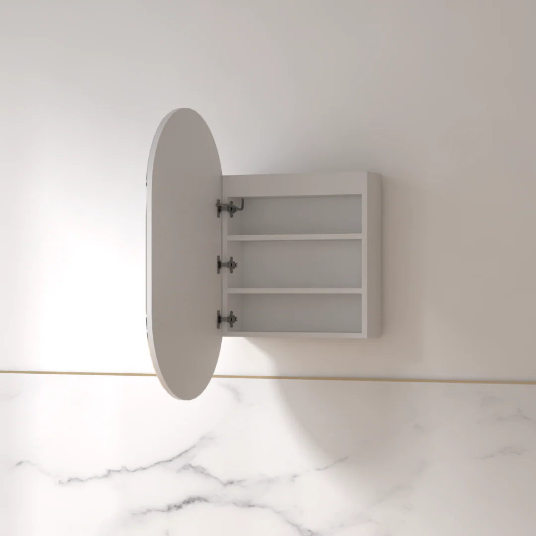 Luna LED 600 x 1000 Matte White Oval Pill Shaving Cabinet - Image 3