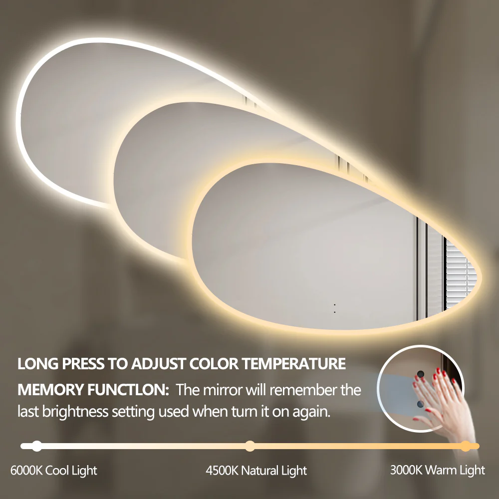 Lunara Touchless 1000 x 600 Asymmetrical LED Mirror - Three Light Temperatures - Image 4