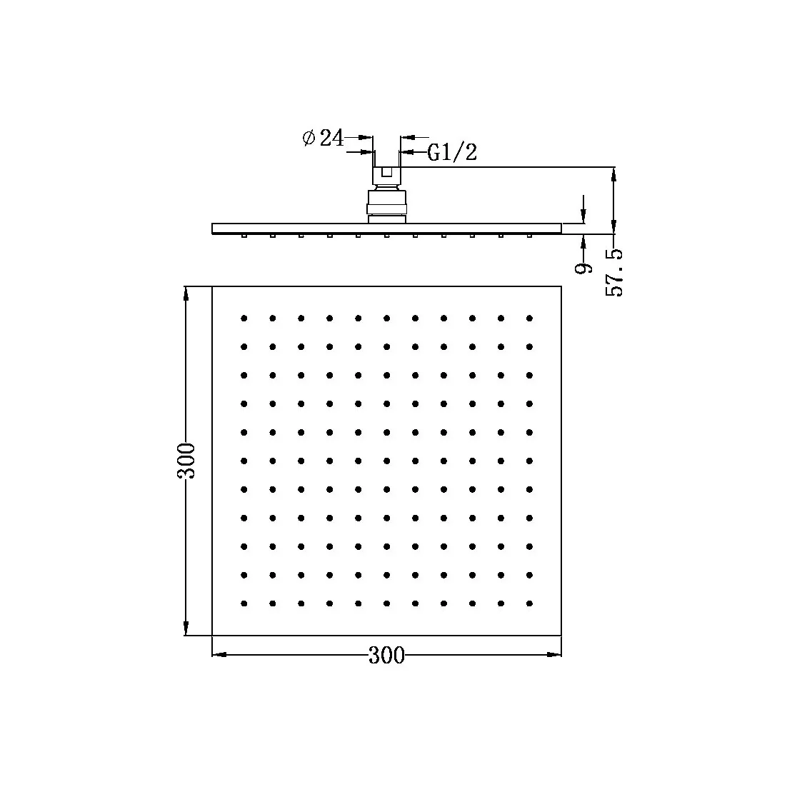 Luxury Chrome 300mm Square Shower Head - Image 2