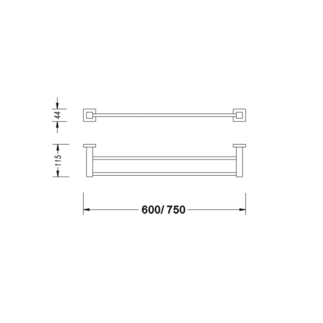 Luxury Chrome 600mm Double Towel Holder - Image 2