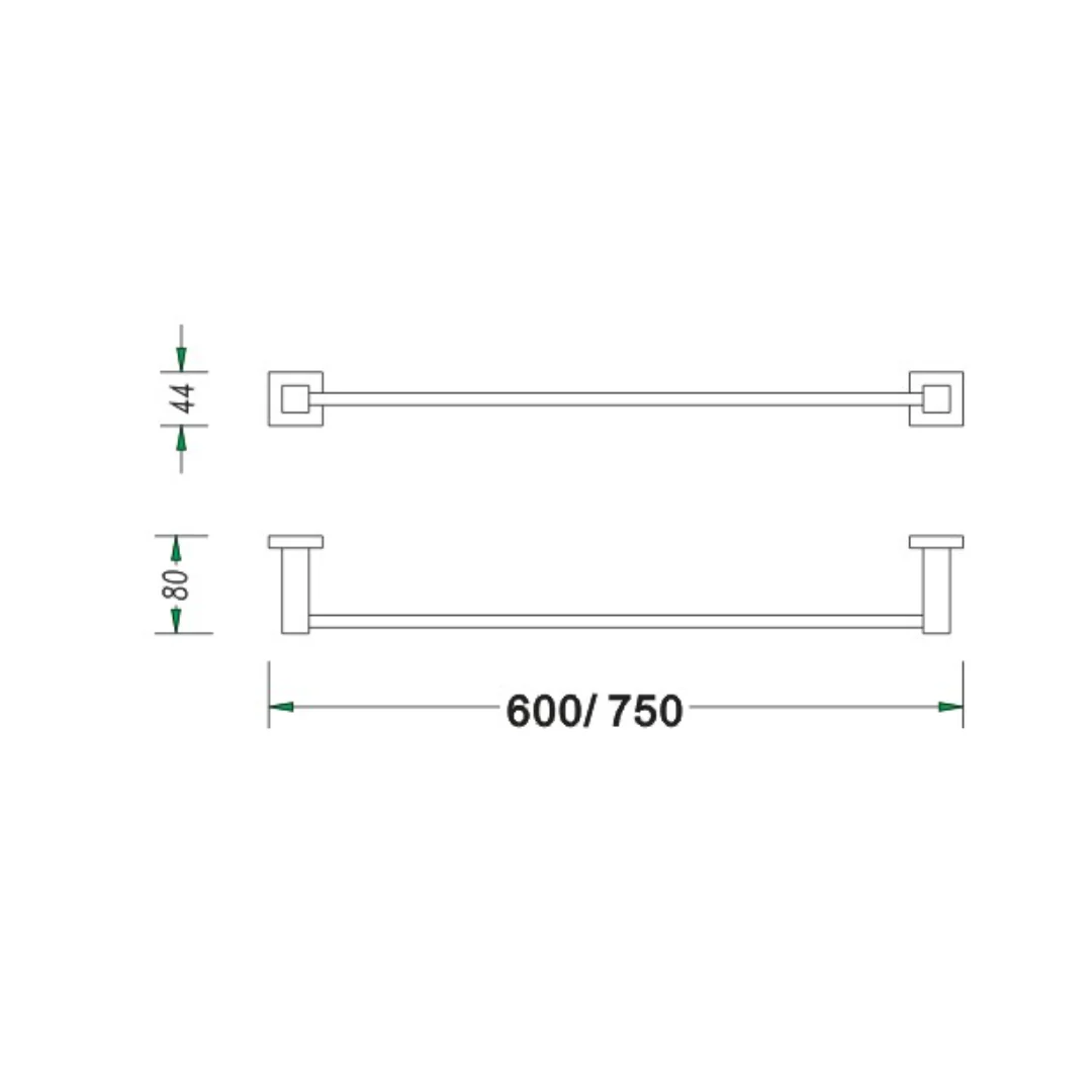 Luxury Matte Black 600mm Single Towel Holder - Image 2