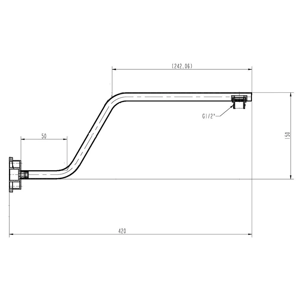 Luxury Chrome High Rise 400mm Shower Arm - Image 2