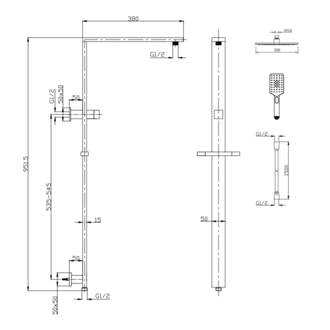Luxury Grand Chrome Multifunction Shower Rail Set - Image 2