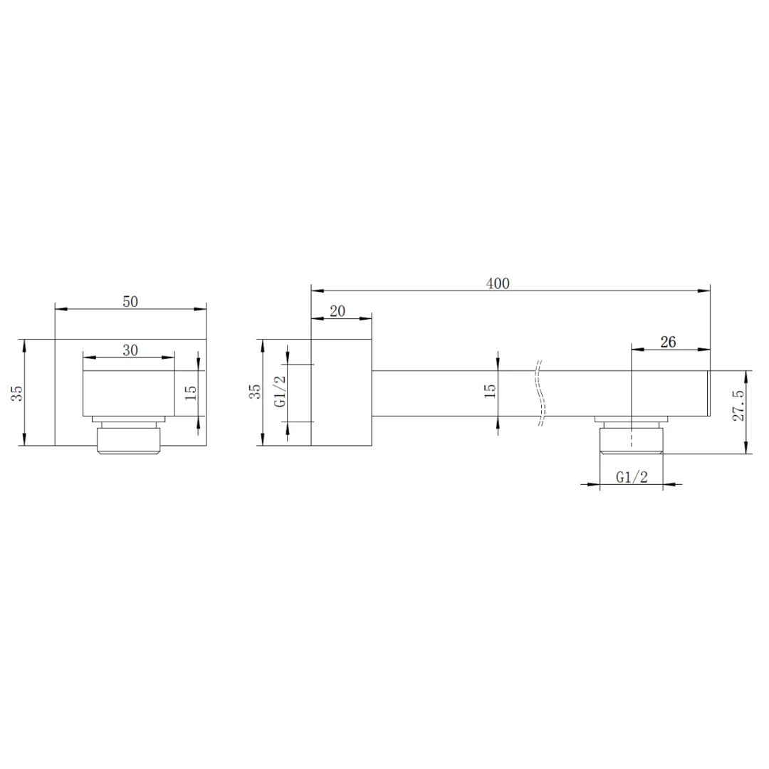 Luxury Chrome 400mm Shower Arm - Image 2