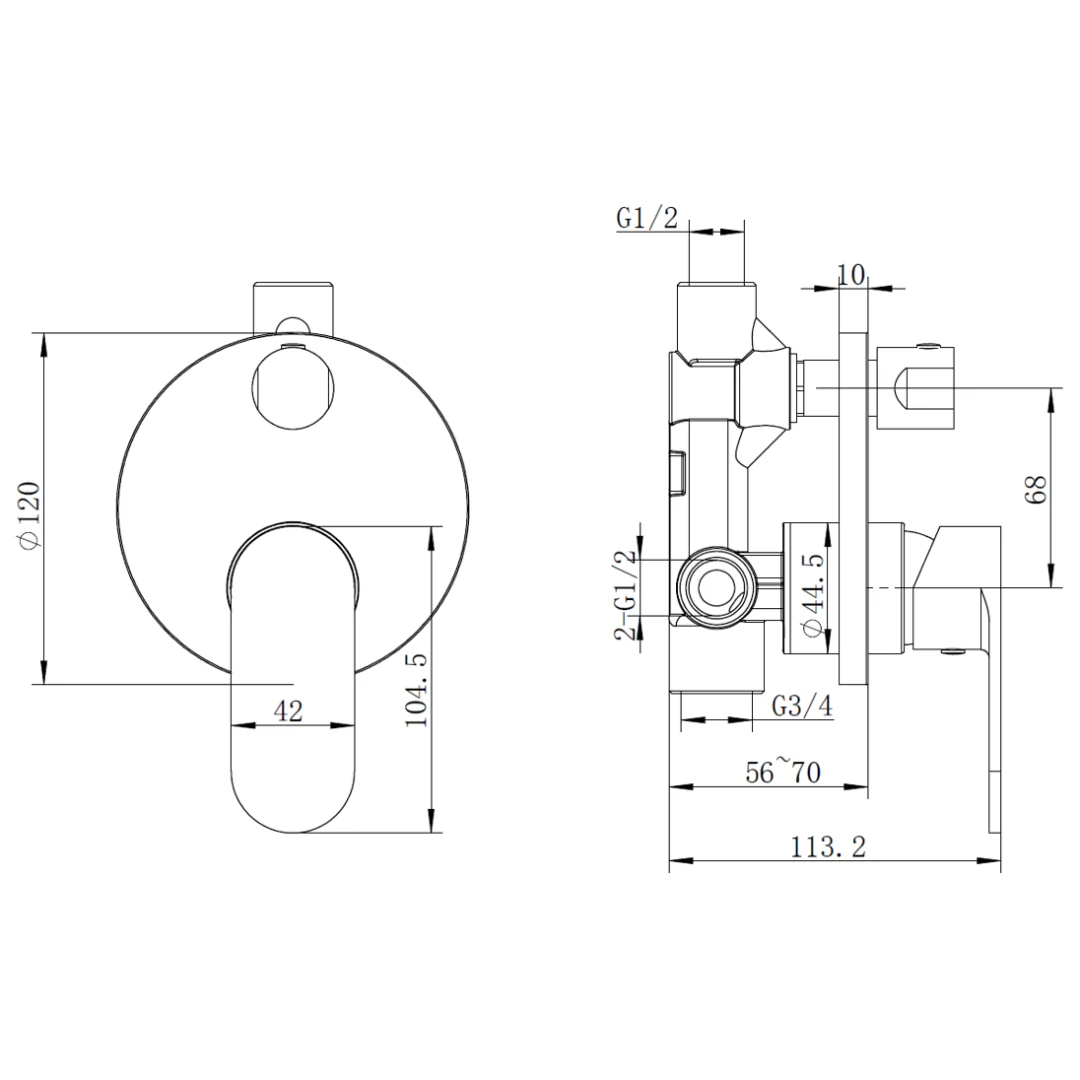Malo Chrome Wall Diverter Mixer - Image 2