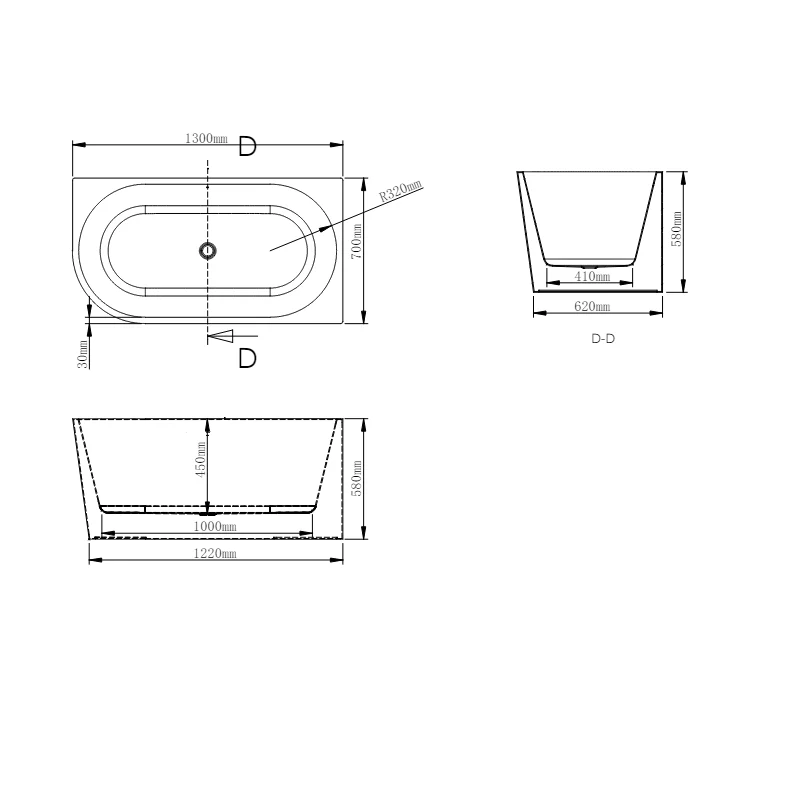 Marco 1300 Gloss White Right Corner Fit Freestanding Bath Tub - Image 4