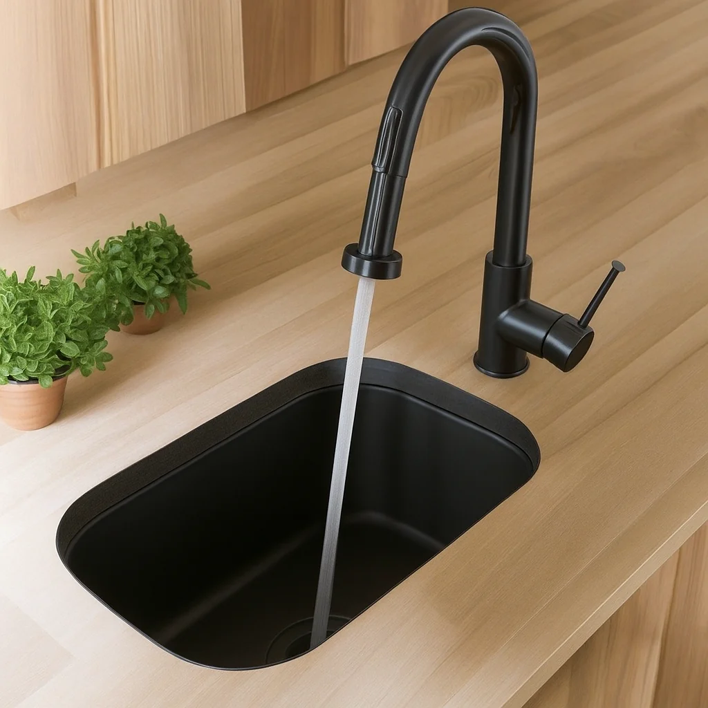 Marlowe 330 Matte Black Butler Kitchen & Laundry Sink Package - Image 2