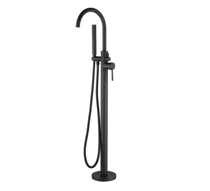 Matte Black Round Freestanding Multifunction Bath Spout