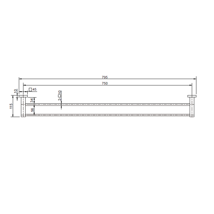 Messina Black 600 mm Double Towel Rail - Image 2