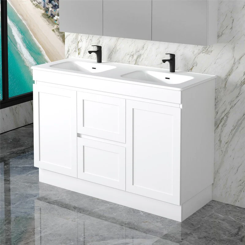 Miami 1200 Double Matte White Vanity With Kickboard