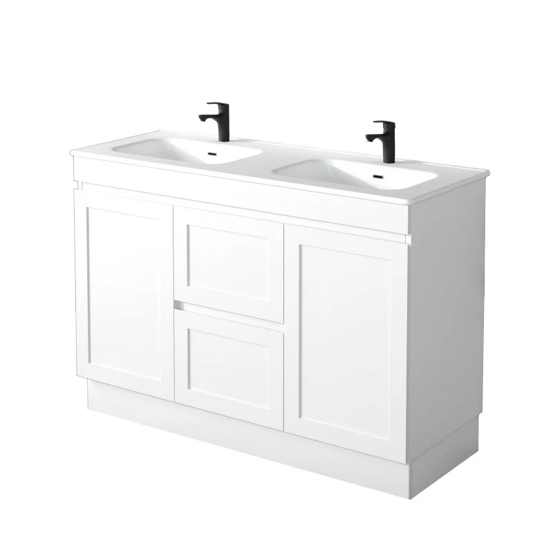 Miami 1200 Double Matte White Vanity With Kickboard - Image 2