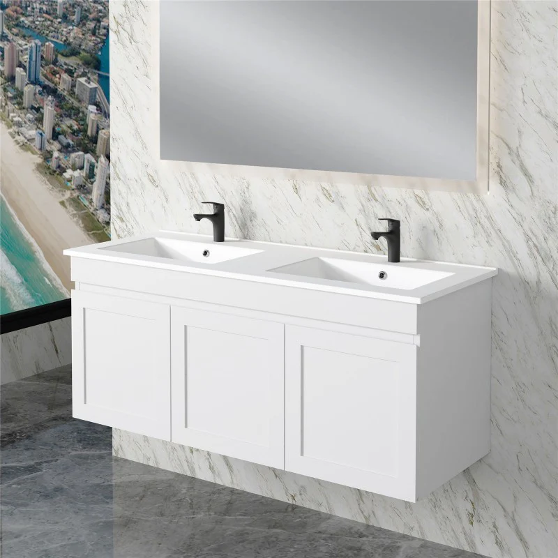 Miami 1200 Double Matte White Wall Hung Vanity