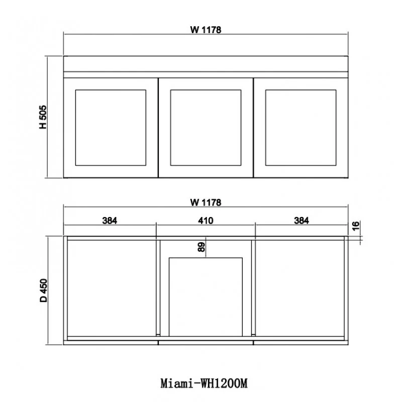 Miami 1200 Double Matte White Wall Hung Vanity - Image 3