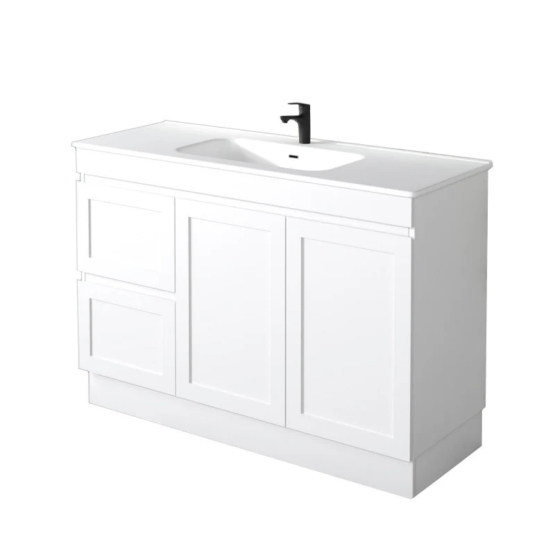 Miami 1200 Matte White Vanity With Kickboard - Right Hand Drawers - Image 4