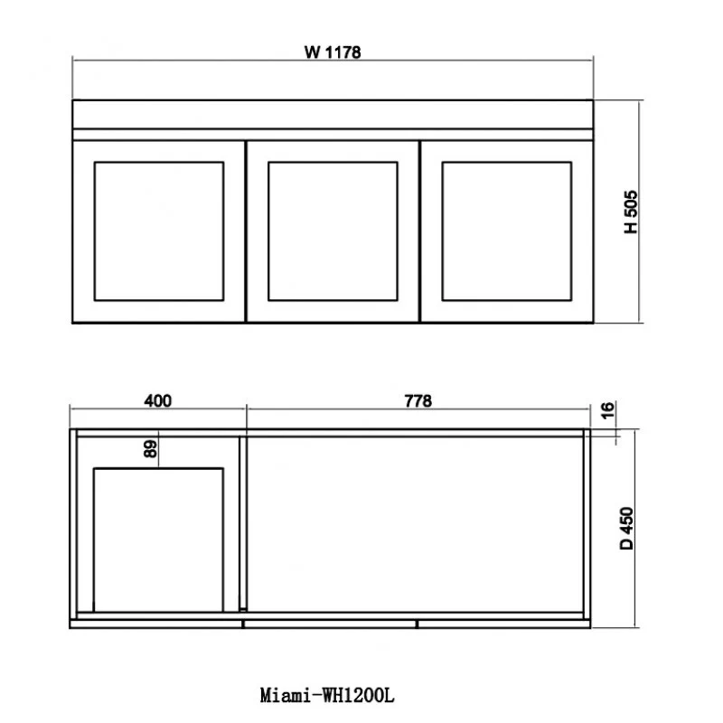 Miami 1200 Matte White Wall Hung Vanity - Left Hand Drawers - Image 3