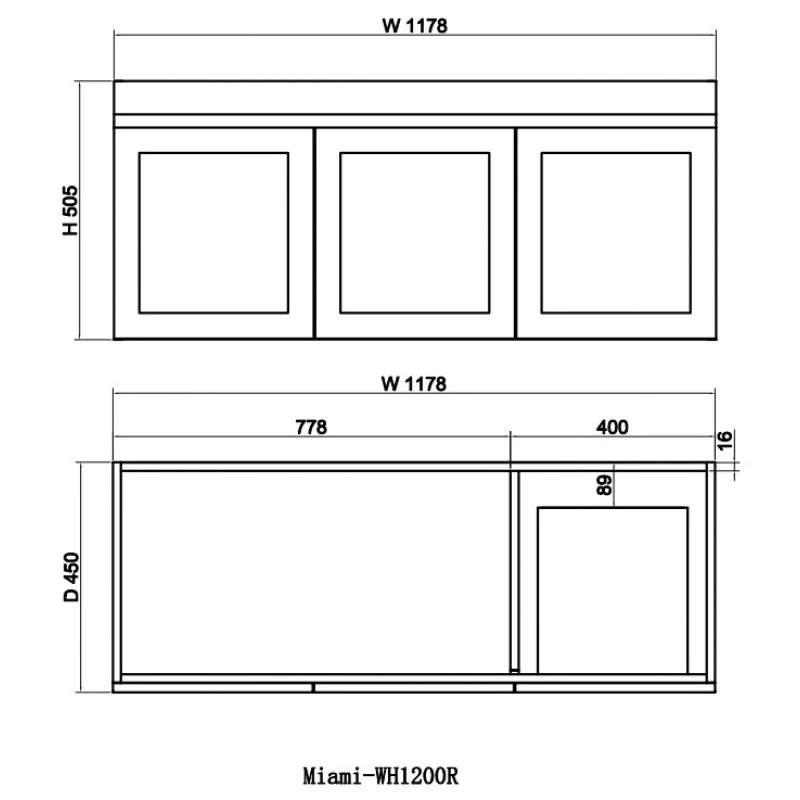 Miami 1200 Matte White Wall Hung Vanity - Right Hand Drawers - Image 3