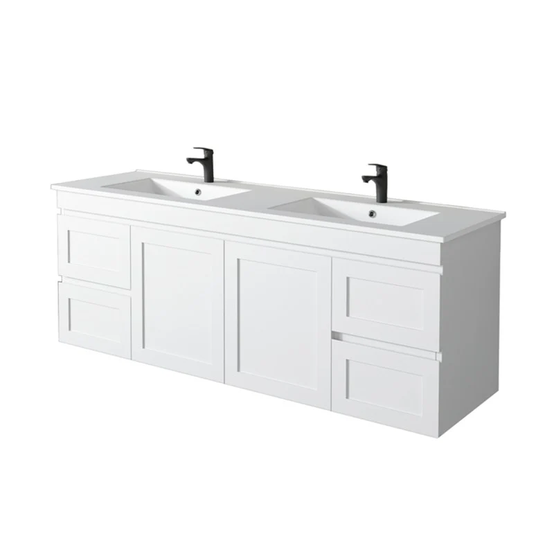 Miami 1500 Double Matte White Wall Hung Vanity - Image 2