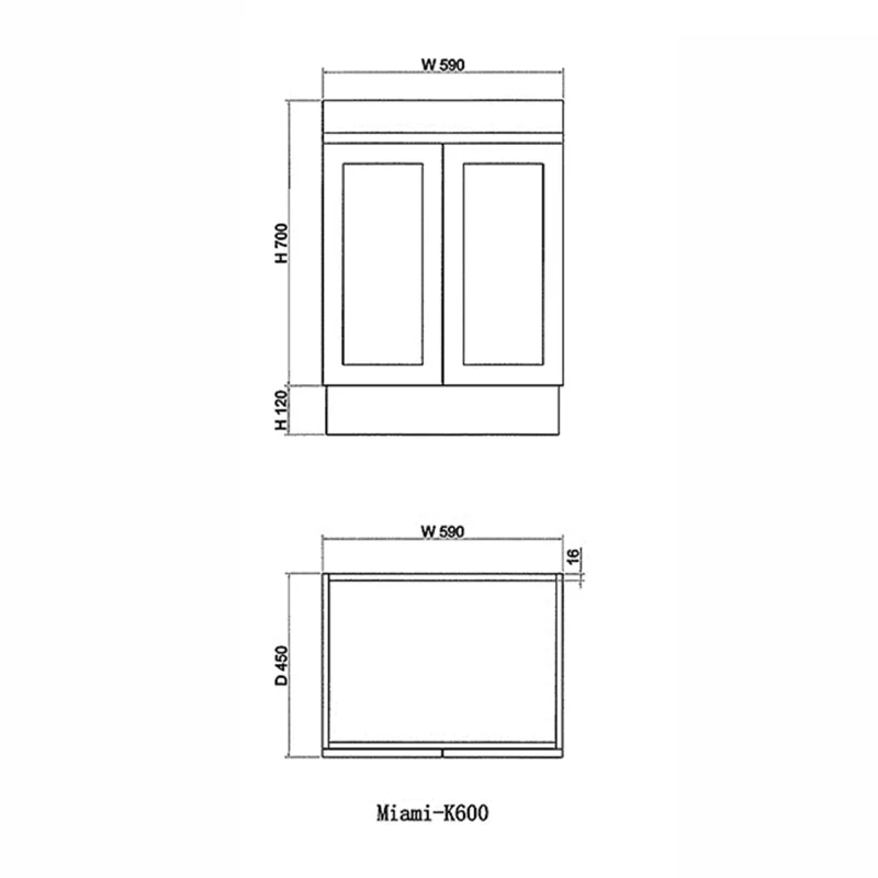 Miami 600 Matte White Vanity With Kickboard - Image 3