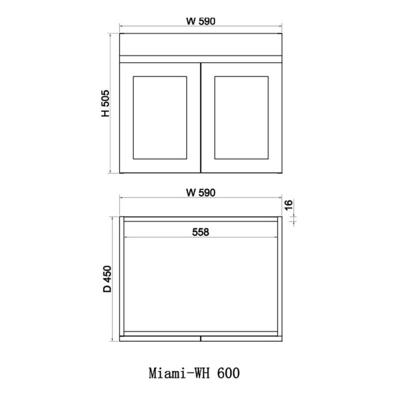 Miami 600 Matte White Wall Hung Vanity - Image 3