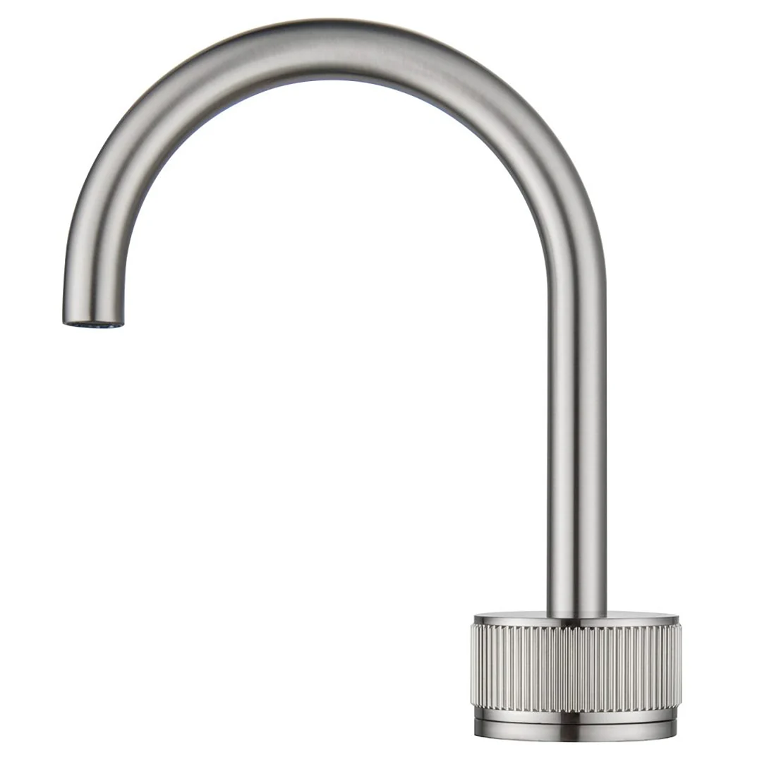 Mica Brushed Nickel Fluted Soft-Square Hob Basin Mixer Set - Image 4