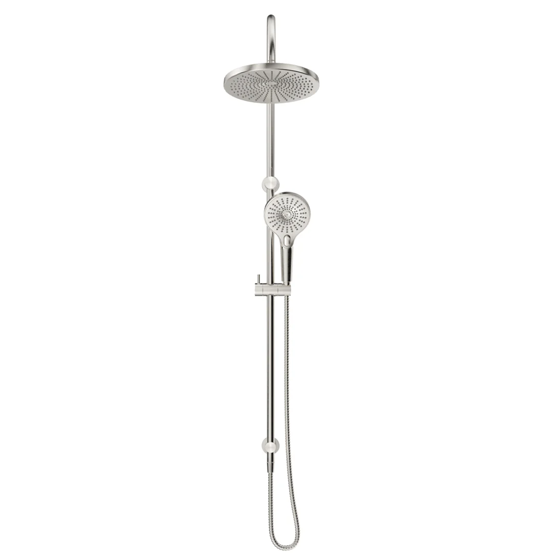 Mica Brushed Nickel Gooseneck Dual Shower Rail - Image 2